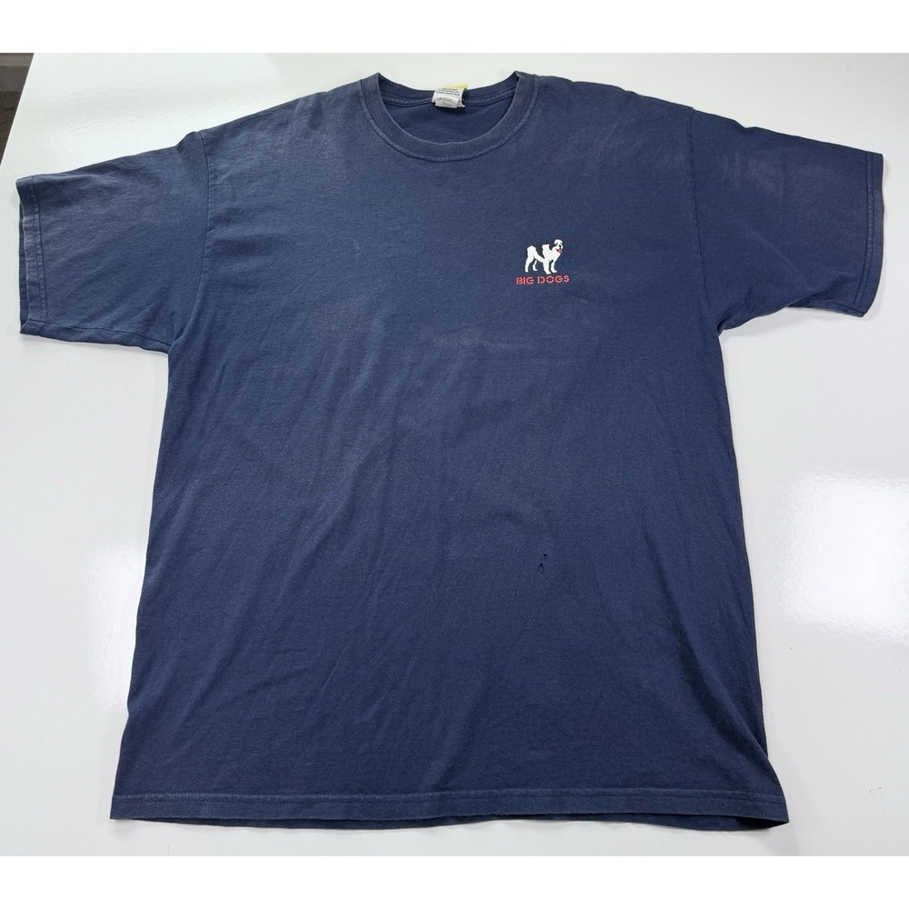 Vintage Big Dogs XL T-Shirt Kind Dad Graphic Navy Blue Faded Distressed USA